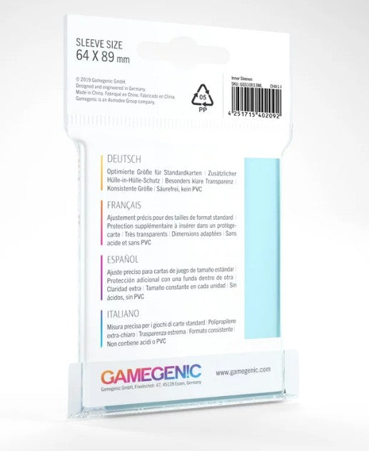 Gamegenic Inner Sleeves (100.)